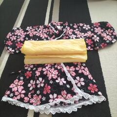 桜花柄着物風子供服セット　110