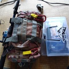 DAISOのリール付竿+ルアー各種の画像