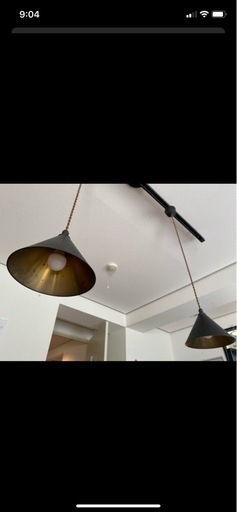 フタガミ　ペンダントランプ 円錐 鍛金 黒ムラ　2個セットとライティングレール付