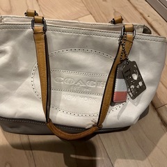 COACH ハンドバッグ バイカラー レザー ホワイト グレー