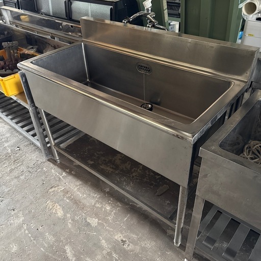 一槽シンク 1槽シンク バックガード付　1200×600×850mm