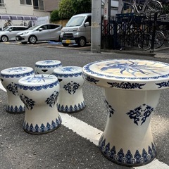有田焼　テーブルセット　椅子4脚