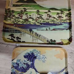 ２点セット（大・小）浮世絵お盆　