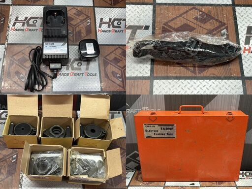 【中古】エスコ ESCO EA200E 電動フレアツール バッテリ×１・充電器・アタッチメント(EA200E-2～６)付き【ハンズクラフト佐賀】