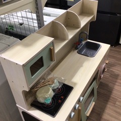 ※扉に破損あり 木製 ゴージャス おままごとキッチンの画像
