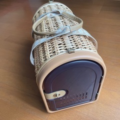 ペットキャリー 30×20×40cm キャリア I Love pets ボンビアルコン 手編みケージ の画像