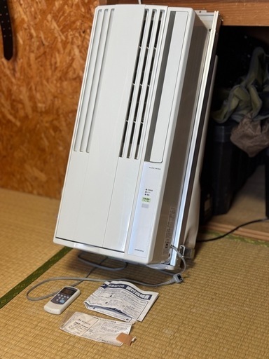 窓用エアコン(CW-F1619BK)2019年製　リモコン、窓枠、説明書付き