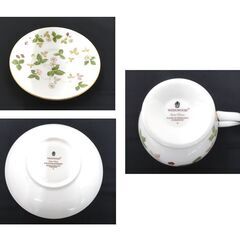 ウェッジウッド ワイルドストロベリー カップ&ソーサー 2客セット WEDGWOOD WILD STRAWBERRY ペアセット 西岡店の画像