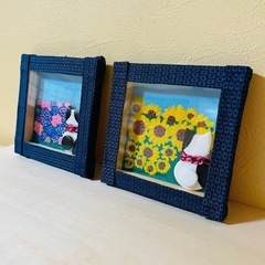 ミニアートパネル・ねこ【ハンドメイド】2枚セット
の画像