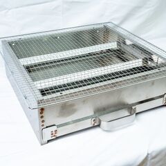 バーベキューコンロ グランピング 牡蠣小屋 魚介類 海鮮 焼き網 磯焼き プロパンガス グリドル LPG グリラー イベント 学園文化祭り やきとり 万博 魚介 網磯焼きコンロ 大牛豚串 とうもろこし 荒磯 するめいか 幅45cmの画像