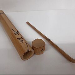 札幌【茶杓 前大徳明道 明道師 銘:渓聲】玉龍寺住職 戸上明道 共筒＆共箱付き 古竹茶杓 茶匙 茶さじ 茶道具 茶道 お茶 茶会 茶の湯 茶席 骨董 北20条店の画像