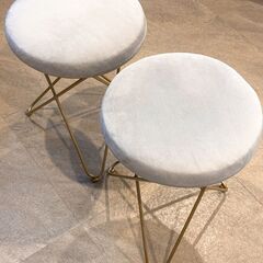 マカロンスツール2脚セット　ベルベット(ベロア)生地のラグジュアリーチェア 　カウンターチェア ドレッサーチェア サブチェアの画像