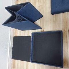 【美品 値引き】収納スツール2個セット／折りたたみ式･ネイビーの画像