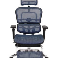 エルゴヒューマン オフィスチェア プロ ブルー オットマン内蔵型...
