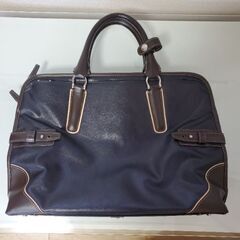 【値引き 美品】 LOWARD ビジネスバッグ／ネイビー×ブラウンの画像