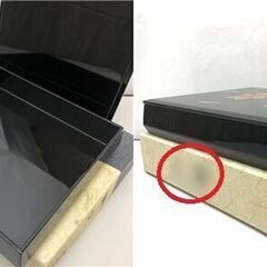 ss7557　未使用品 文庫 2個セット 春峰作 黒面取文庫 鉄仙 螺鈿 漆芸 鎌倉彫 赤 梅 伝統工芸品 文箱 手許箱 文庫箱 小物入れ 葉書入れ 手紙 レターケース 文具 和小物 雑貨 文箱 の画像