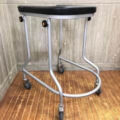 ss7560　アルコー 歩行器 3型中 歩行車 黒 馬蹄型 室内 病院 4輪 歩行介助 移動補助 シルバーカー ブラック 歩行器 中古の画像