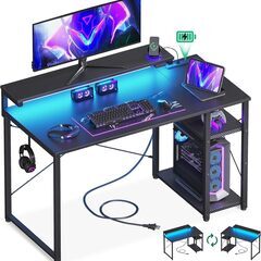 AODK ゲーミングデスク パソコンデスク ラック&コンセント付...