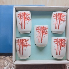 赤竹湯呑みセット