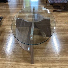 センターテーブル（楕円強化ガラス）　250523