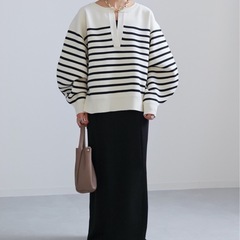 長袖ボーダートップスの画像