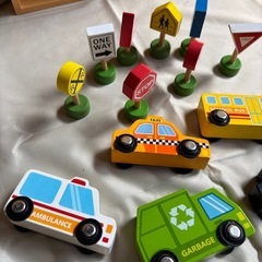 木製 はたらく車 標識 セット 知育玩具  モンテッソーリの画像