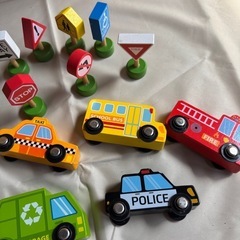 木製 はたらく車 標識 セット 知育玩具  モンテッソーリの画像