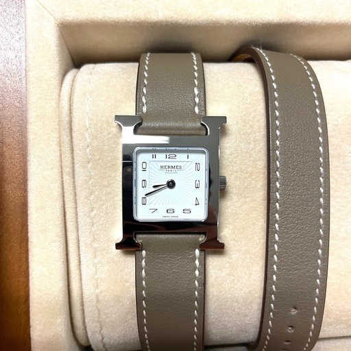 新品 HERMES エルメス Hウォッチ PM エトゥープ ドゥブルトゥール