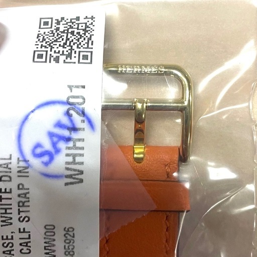 新品HERMES エルメス Hウォッチ PM オレンジ×ゴールド金具