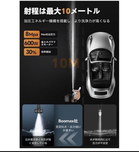 Boomax高圧洗浄機 22L折り畳みバケツ付き コードレス高圧洗浄機 (ぷわ