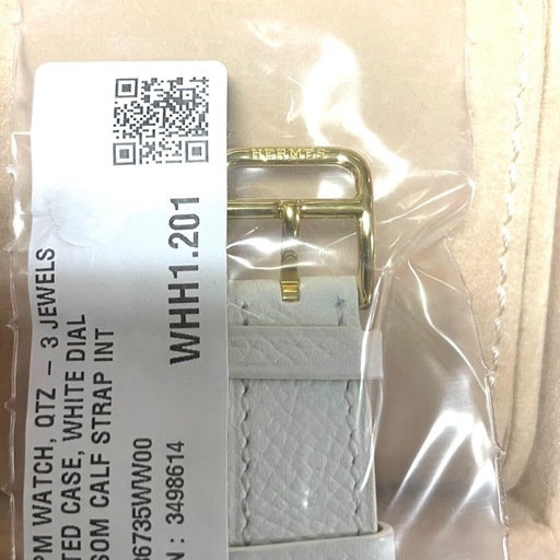 新品HERMES エルメス Hウォッチ PM ホワイト×ゴールド金具