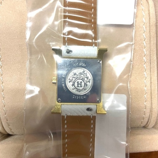 新品HERMES エルメス Hウォッチ PM ホワイト×ゴールド金具