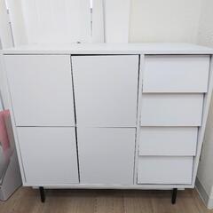 【おしゃれ収納】キャビネット ホワイト／組立品