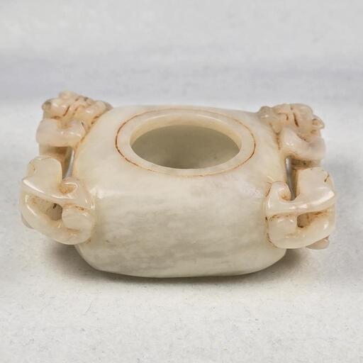 時代物 本物和田白玉 手彫り 清代 茶道具 篆書 詩賦紋 香合 粉箱