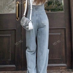 レディース カジュアル リップドデニム オーバーオール