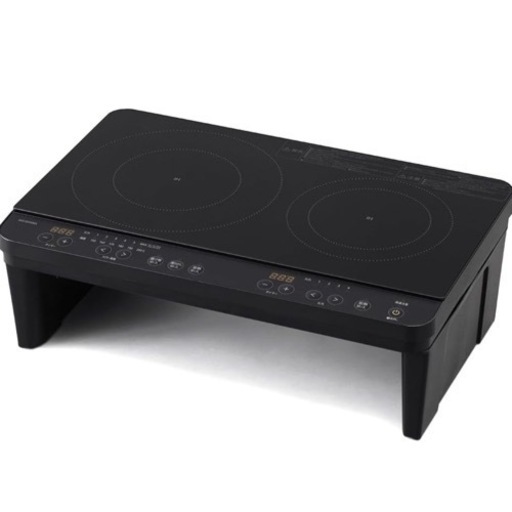 アイリスオーヤマ 2口 IHクッキングヒーター 工事不要 1400W 100V 脚付き(18cm) ブラック 土日平日受け渡しOK