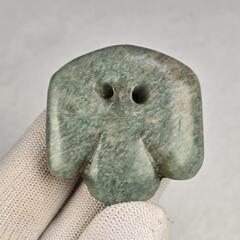 貴重 本物天河石（アマゾン石）上古石器 紅山文化 玉鴞 根付 祭祀器玉