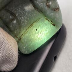 貴重 本物天河石（アマゾン石）上古石器 紅山文化 玉鴞 根付 祭祀器玉