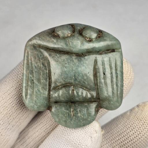 貴重 本物天河石（アマゾン石）上古石器 紅山文化 玉鴞 根付 祭祀器玉礼器 孤品 貴重 本物天河石（アマゾン石）上古石器 紅山文化 玉鴞 根付