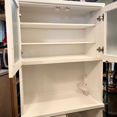 売約済み【武蔵小山店】 ニトリ 食器棚 キッチン収納 レンジ台 ホワイト キッチンボード キッチンキャビネット 家具 中古家具 キッチンラック 収納棚 白 清潔感 引き出し 付きの画像