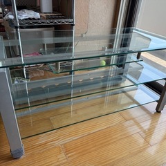 ガラス製テレビ台 3段 グレー