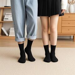 靴下 メンズ レディース ビジネスソックス 5足セット 黒 24-28cmの画像