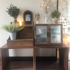 お話し中❣️美品✨Salyu！オ－ルドウッドガラスキャビネット（...