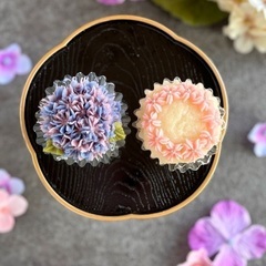 【5/24 1000円プチレッスン！】桜のティアラと紫陽花のおはぎの画像