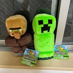 新品　マイクラ　ぬいぐるみ　クリーパーと村人