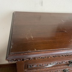 アジア家具　彫刻入り木製5段引き出し アジア家具彫刻入り木製5段引き出し