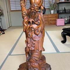 木彫　寿老人立像　三尺