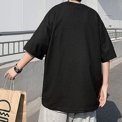 tシャツ メンズ 半袖 夏服 メンズ 無地 速乾 五分袖 M 大きめ　涼しい 黒の画像