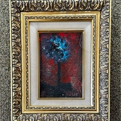 現代アート　抽象画　金色額縁付き