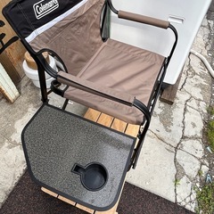 【美品】Coleman コールマン サイドテーブル付き デッキチェア アウトドア ピクニック 折り畳み椅子 2190860の画像